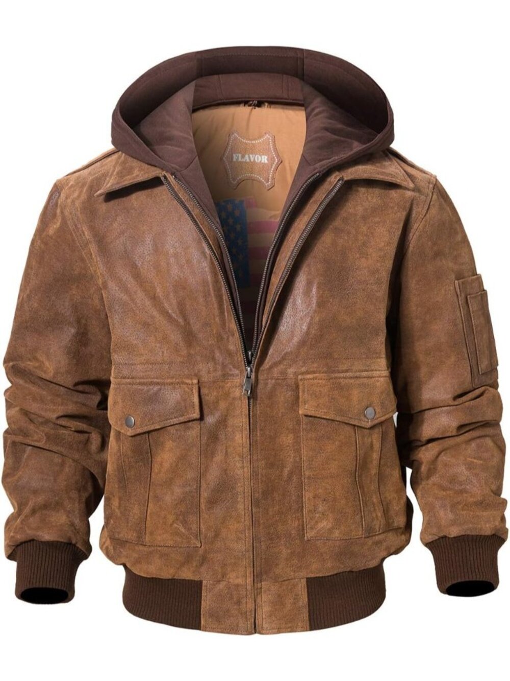 Men's Brown Leather Flight Bomber Jacket Air Force Aviator
